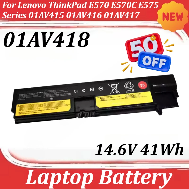 

14.6V 41Wh Laptop Battery 01AV418 for Lenovo ThinkPad E570 E570C E575 Series 01AV415 01AV416 01AV417