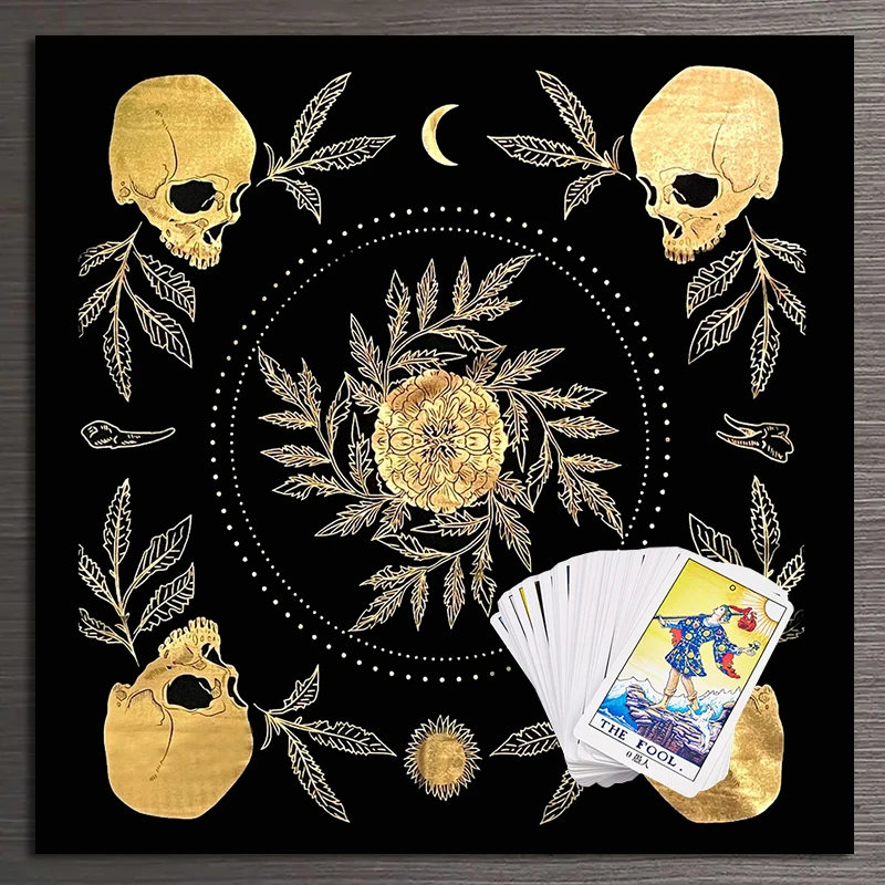 Tarô folha de pano carimbado dentes osso altar pano flanela tarots adivinhação pano astrologia jogo tabuleiro oracle cartão almofada decoração da sua casa