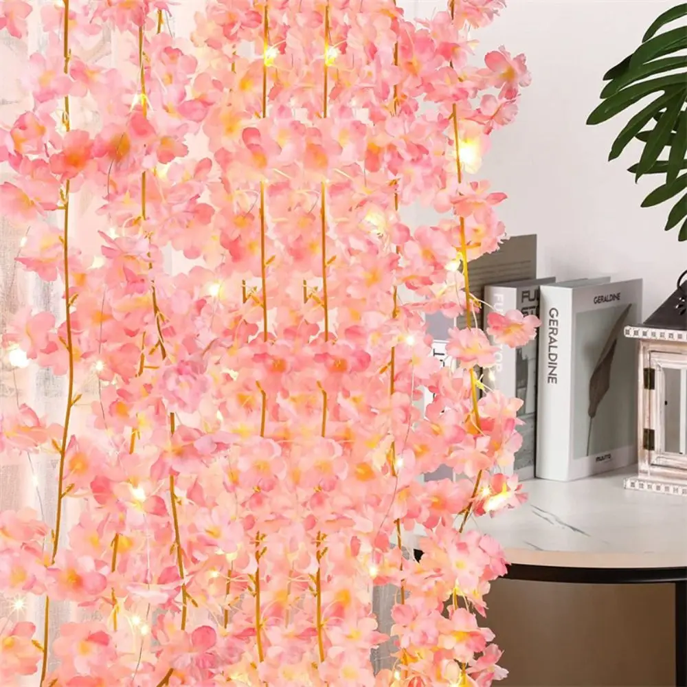 Ins Stijl Simulatie Kersenbloesem Wijnstok Lamp Woonkamer Slaapkamer Decoratie 2M Sakura Slinger Kunstbloemen Kerstverlichting