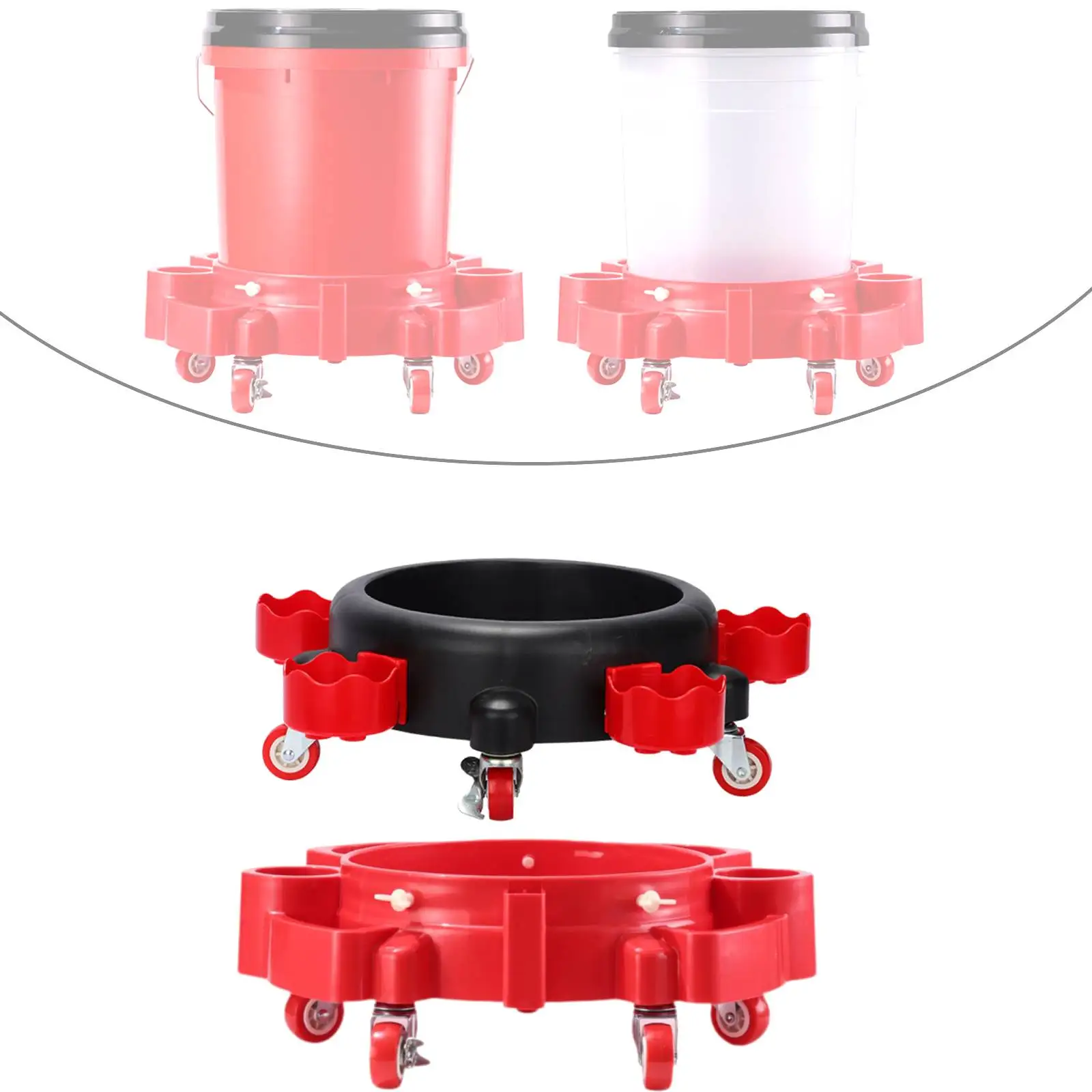 Car Washing Rolling Bucket Trolly Moving Base Bucket Chair for Car Beauty Washing chair Lid Car Wash Stool for Car Cleaning