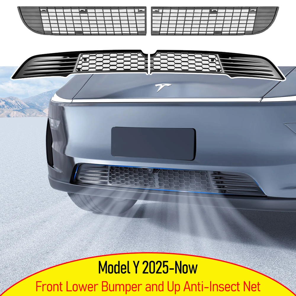 For Tesla Model Y Juniper 2025 2026 Front Bumper Grill Mesh Air Inlet Vent Cover Grille Protector Anti-insect Net Accessories