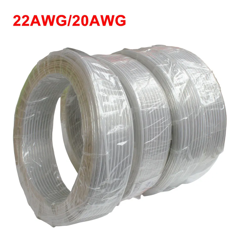 22/20AWG Transparent Parallel Copper Cable 1-100m 2Pin LED Strip Light Welding Wire for DC Power/Audio/Electronic Tinned Copper