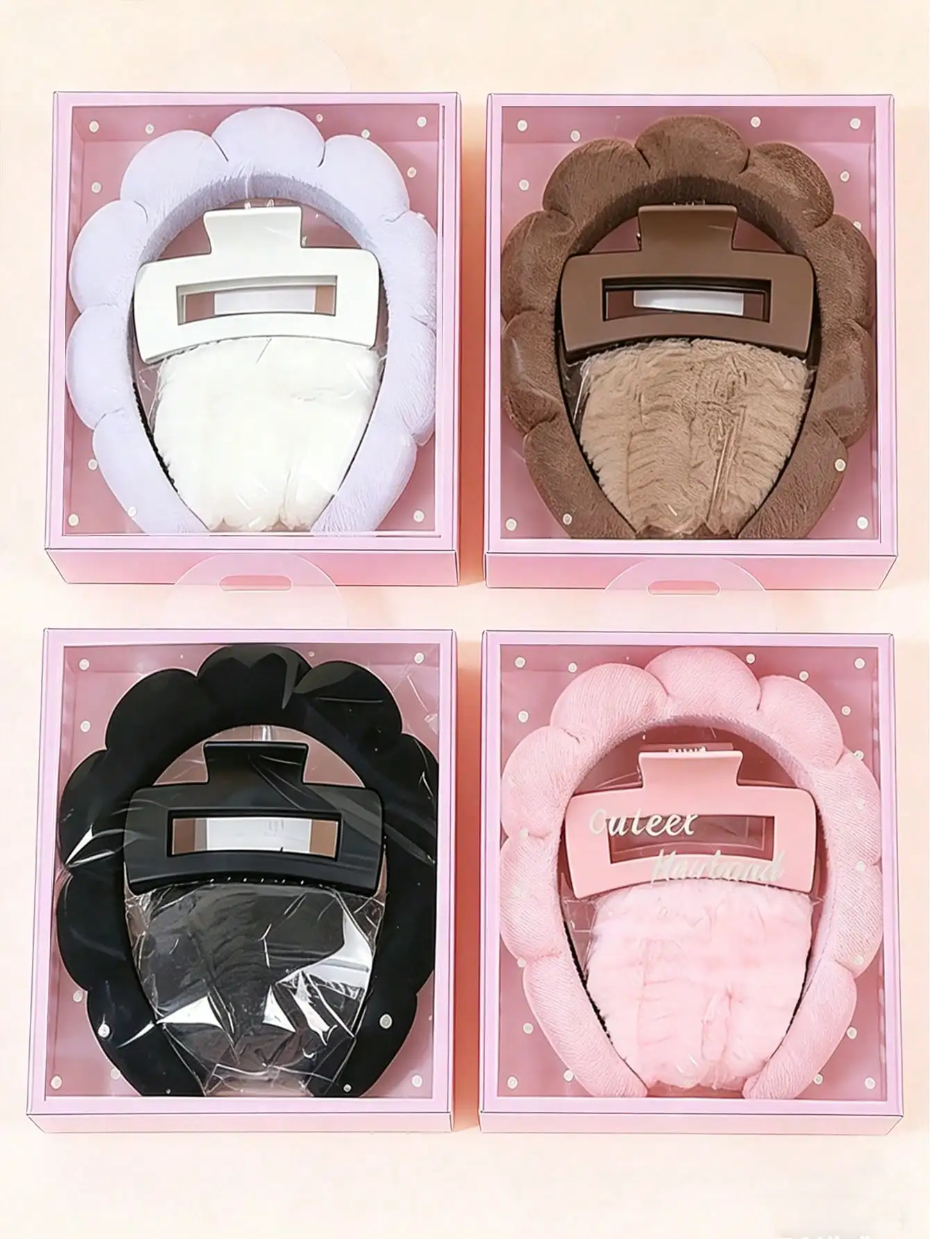 

4pcs/Set Dopamine Design Sponge Hair Band, Bracelet, Large Hair Clip Gift Set, Suitable For Spring/Summer Party And Daily Use