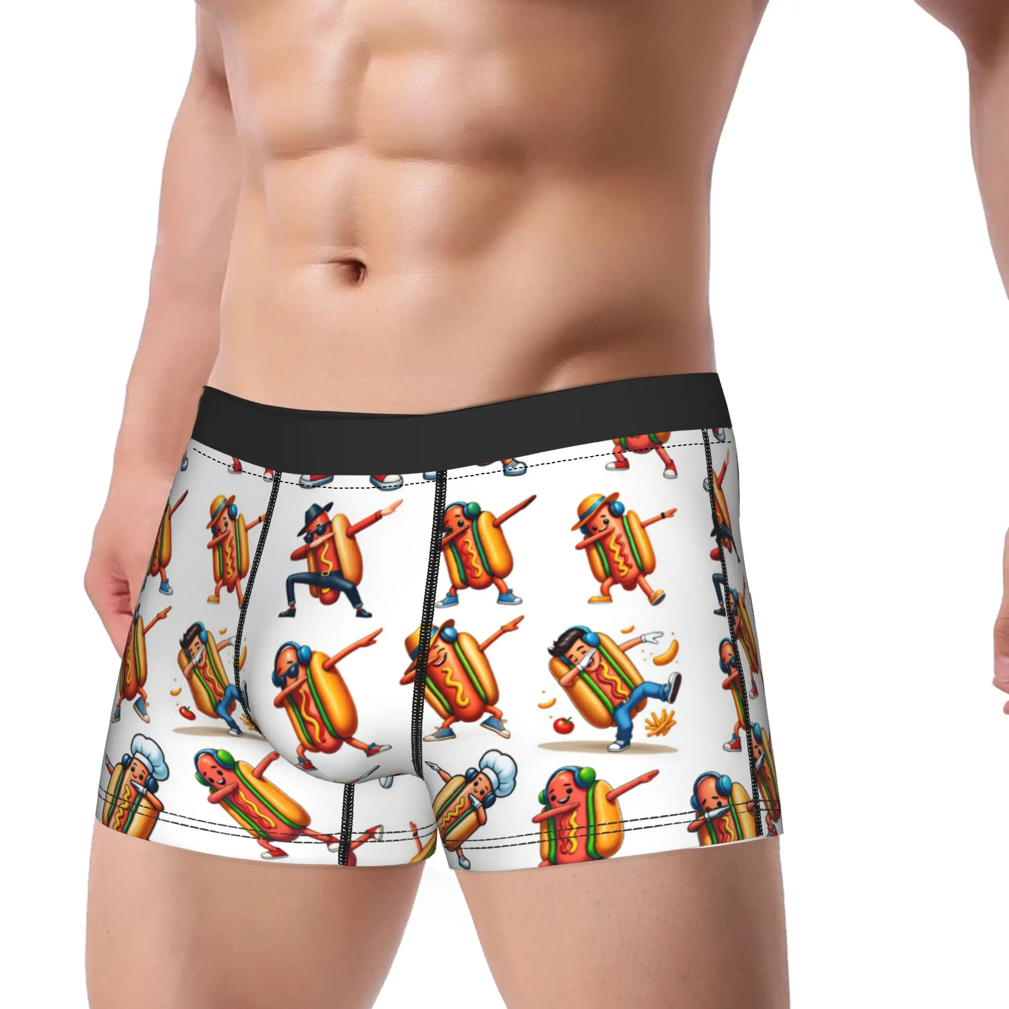 Dabbing Hot Dog Cartoon Character Pack Underwear  Custom DIY Boxershorts Quality Male Panties Classic Boxer Brief Gift