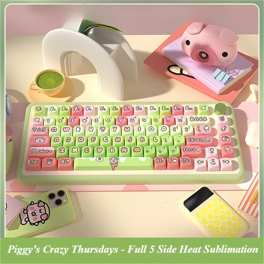 Personalized Keycaps 145 Keys MCA PBT Piggy Pig's Crazy Thursday, Theme for MX Switch 60/84/90/104/108 Mechanical Keyboard