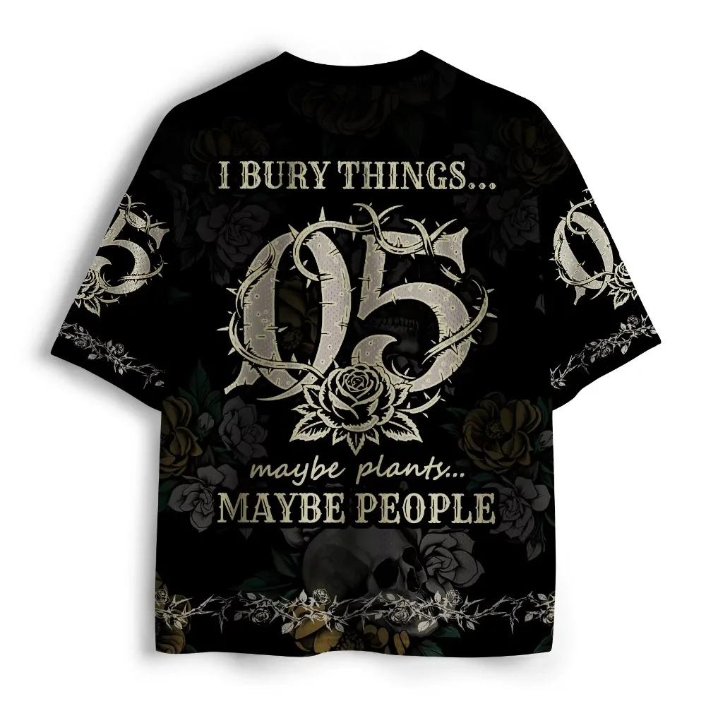 Unisex Gothic Raven Skull V‑Neck Jersey Top Men Women Dark Floral Crow Skeleton Short‑Sleeve Tee Humor Street‑Style Shirts