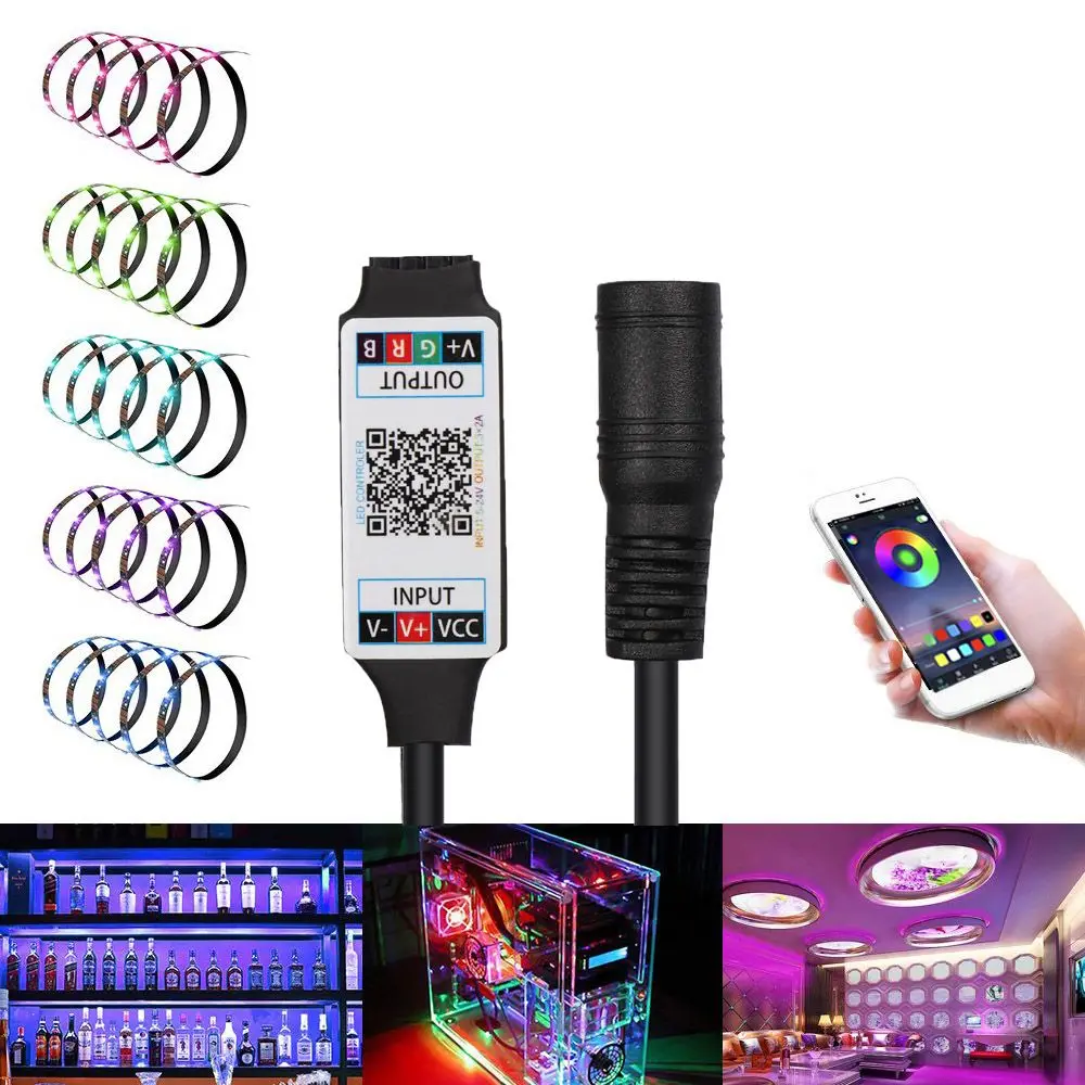 Mini For 5050 3528 Wireless Smart DC 5-24V LED Light Strip Adapter Bluetooth RGB Controller
