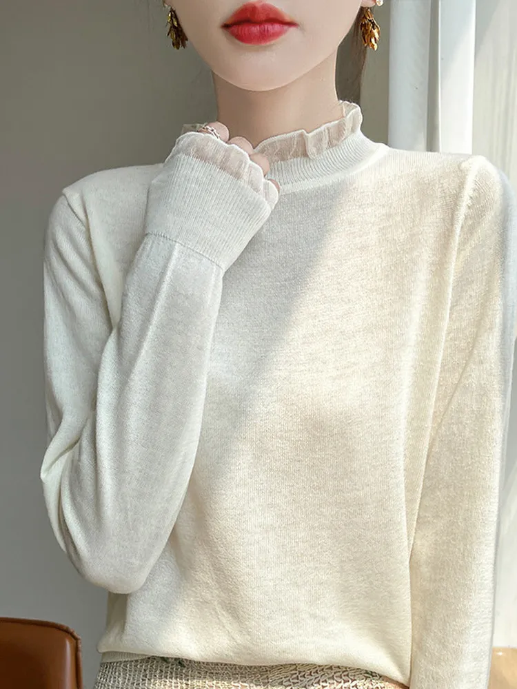 

Новинка 2023 года, женские вязаные кружевные уши Camere с высоким воротником, весенне-осенняя удобная легкая женская мода