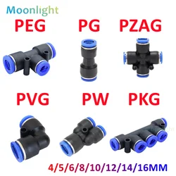 Pneumatic Fittings Pipe Connector Tube 4 5 14mm OD Hose Reducing 8 10 12mm PG PVG PEG PW PZAG Plastic Push In Air Quick Fitting