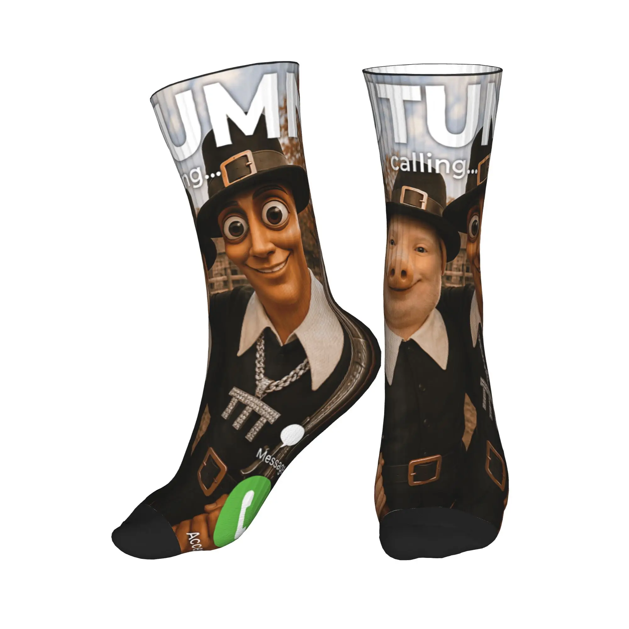 Men Socks Tung Sahur John Pork Brainrot Duo Turkey Hunting Adventure Stockings Autumn Fashion Soft Socks Running Sports Socks