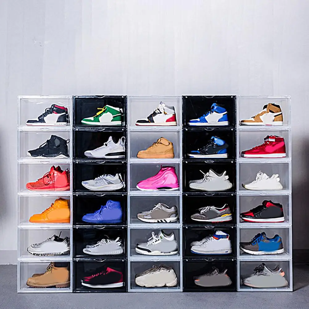 

Sneakers Box Hardened Plastic Shoe Box Stackable Cabinet Storage Box Dustproof Sports Shoes Organizers Shoe Rack Shoes Holder