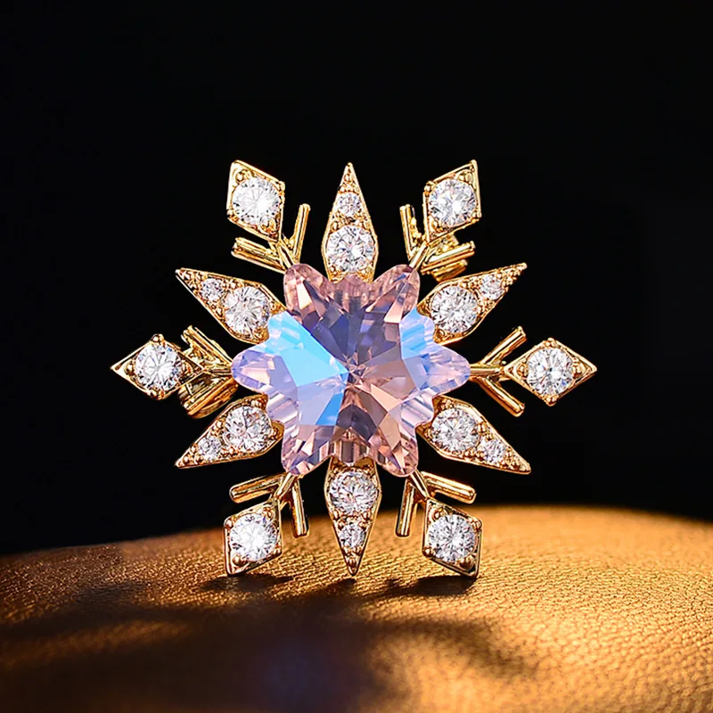 Delicate Sparkling Snowflake Brooch Auspicious Lucky Charm Pin For Women Daily Commute Wear Accessory Anti Slip Fastener Gifts