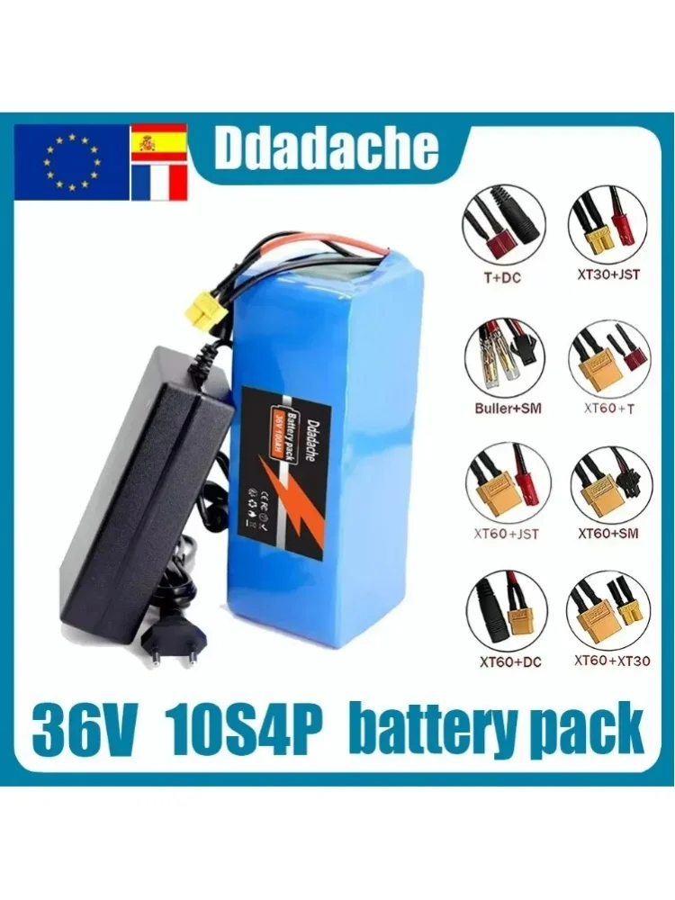 Neuer 36V 100000mAh 10S4P Lithium-Ionen-Akku, 500-2000W Leistung, geeignet für Minako Uno Elektrofahrräder, mit BMS+Ladegerät