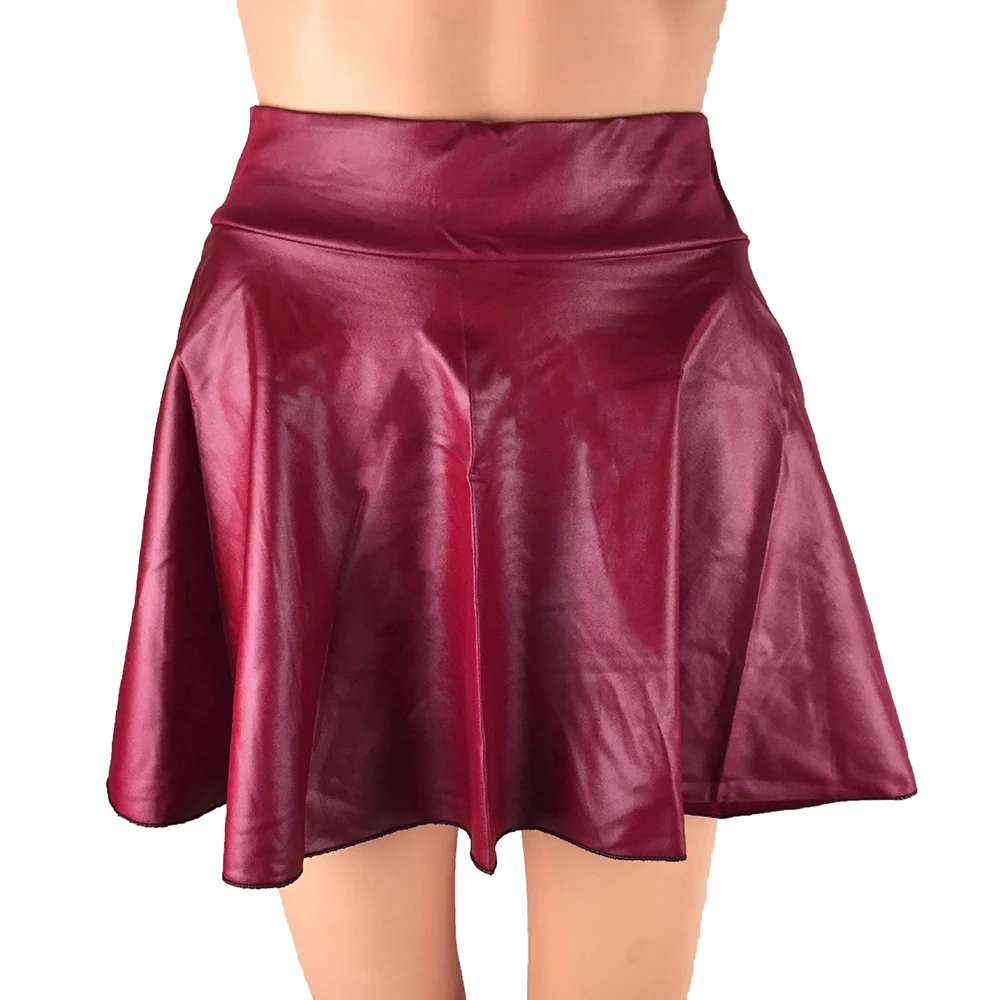 M-2XL Women\'s Skirts Schoolgirl SkirtSun SkirtPleated Cosplay Clubwear Sexy Womens SkirtHigh Waist Faux Leather