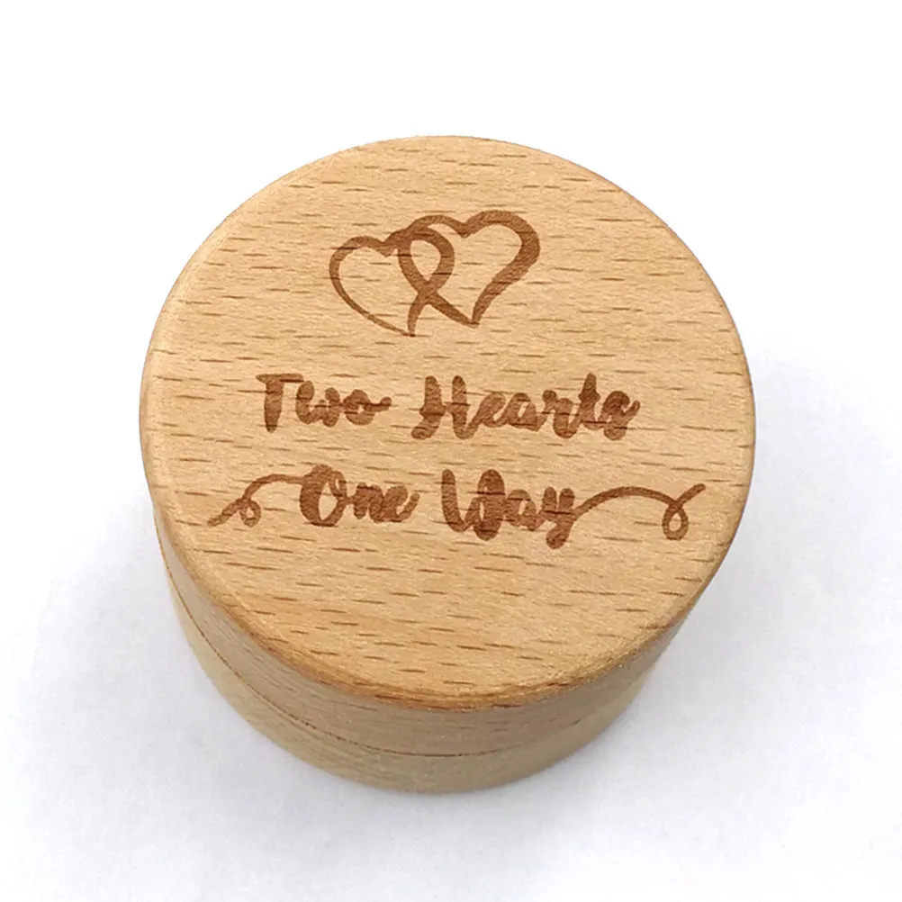 Rustic Vintage Wooden Ring Box Round Design for Wedding Ceremony Engagement Party Valentine Proposal Ring Storage Jewelry