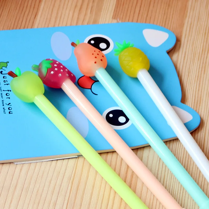 15Pcs Creative Fruit Gel Pen Pears Pineapples Strawberries  Signature Pens Cute Student Stationery Gifts