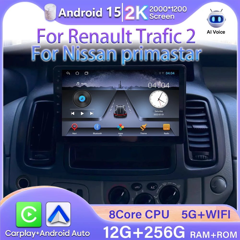 

Car Radio Carplay For Renault Trafic 2 For Opel Vivaro A For Nissan primastar 2006 - 2014 Navigation GPS Android Auto No 2din 5G