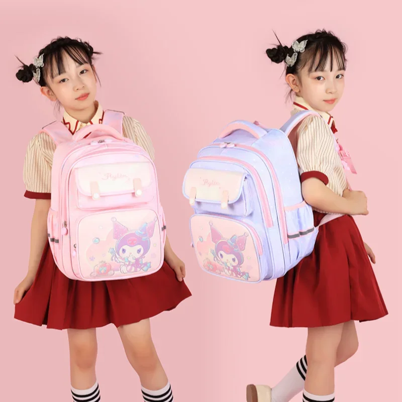 Sanrio Kulomi Cartoon Fashion Student Multifunctional School Bag Large Capacity Ridge Protection Waterproof Children's Backpack