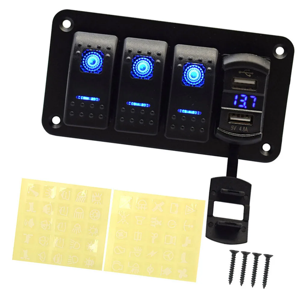 

4 Gang/5 Gang/6 Gang/8 Gang Control Panel Switches Marine Boat Rocker Switch Panel For 12 V DC And 24 V DC Systems