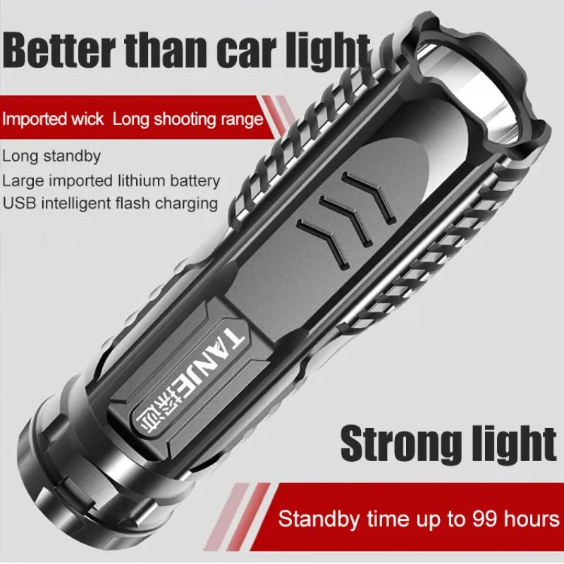 Home Multifunctional Emergency Mini Long Range Rechargeable Flashlight strong light-low light-sharp Multi-functional waterproof