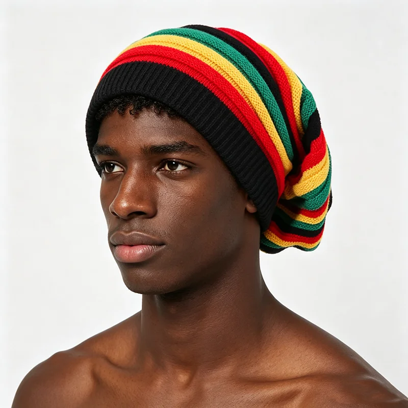 New Colored Striped Men's Winter Knitted Cap Jamaica Reggae Gorro Rasta Cappello HipPop Bob Marley Caps Slouchy Baggie Beanie