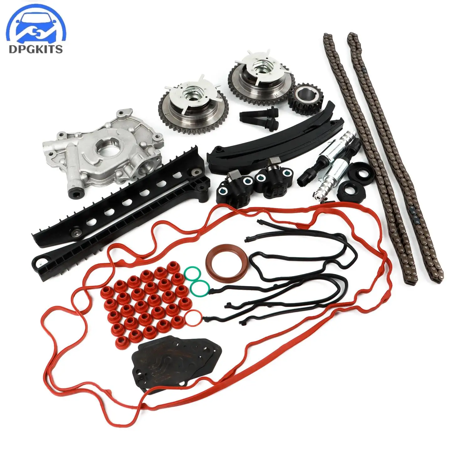 

DPGKITS Timing Chain Cam Phaser Solenoid Valve Oil Pump Kit VVTi Cam Phasers For 2004-2008 Ford Lincoln 5.4L 330CID V8 SOHC