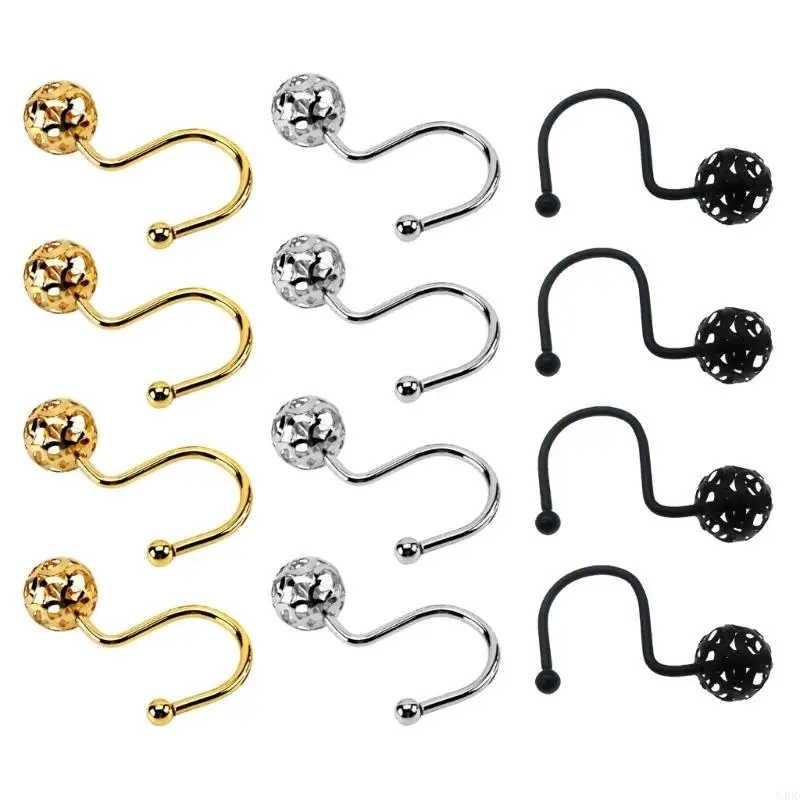 54HD 4Pcs Bathrooms Shower Curtain Hook Refined Bathroom Curtain Rings Effective Hollow Sphere Curtain Hanging Hook