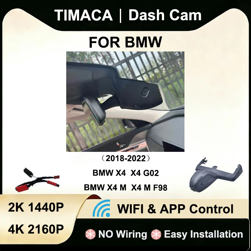 

Видеорегистратор для BMW X4 G02 и BMW X4 M F98 2018-2022 годов выпуска, передняя и задняя камеры, 2K/4K, Wi-Fi, Plug and Play.