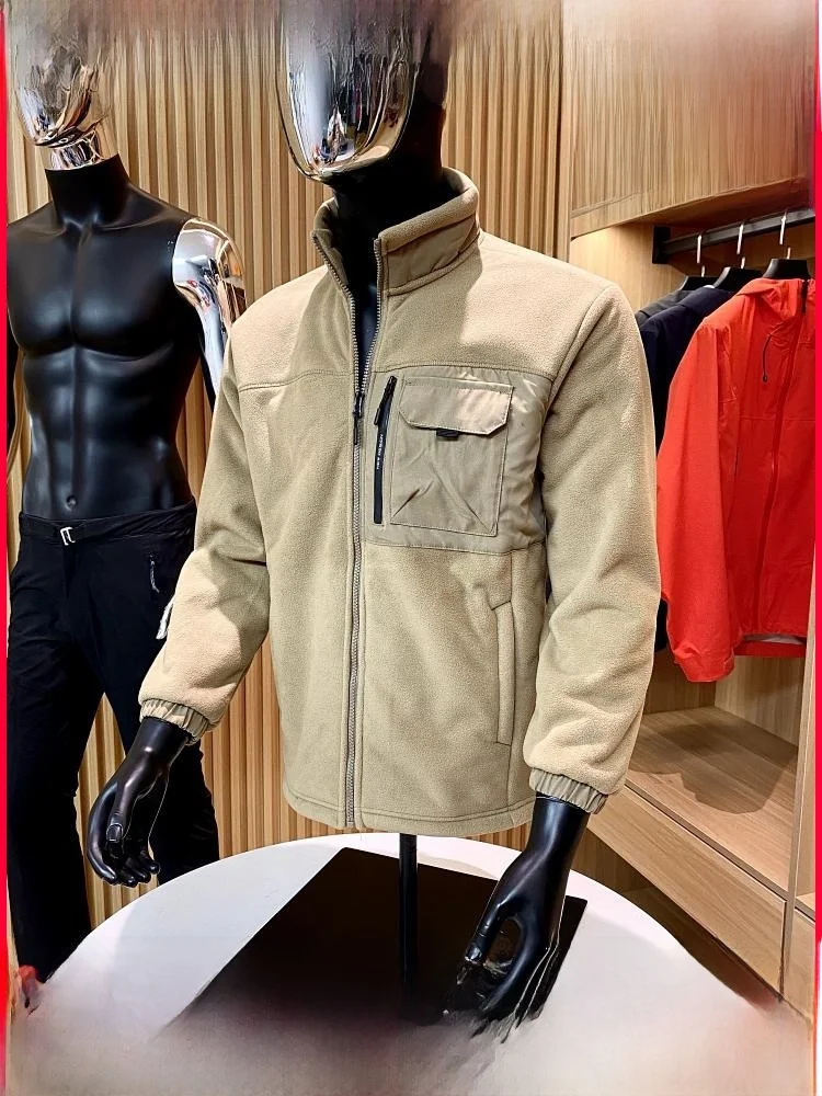 

Line Mountain Series Functional Sle Outdoor Autumn Winter Stand Collar Fce Lamb Velvet Jaet Men's Coat