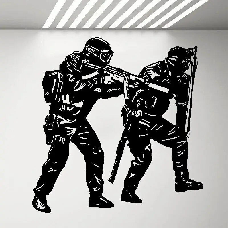 Police SWAT Wall Sticker Commando Soldier Vinyl Decal Army Stickers Bedroom Living Room Wall Decor Military Kids Room Art Mural