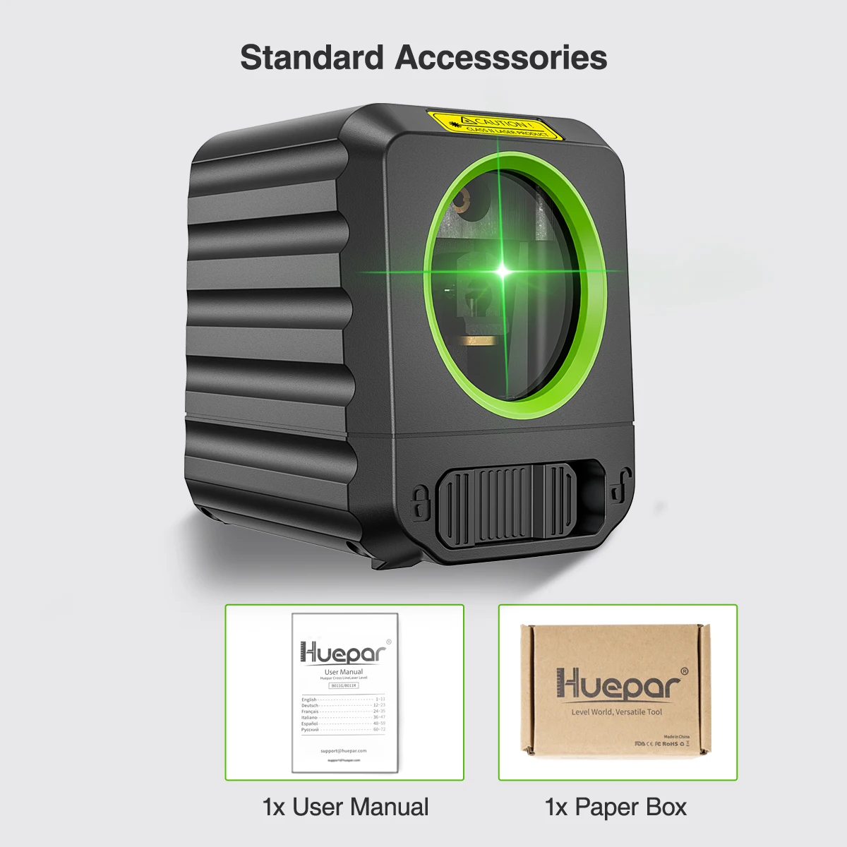 Imagem -06 - Huepar-green Beam Self-nivelamento Laser Level Tools B011g Lines Cruz Horizontal e Vertical Importado Alemanha