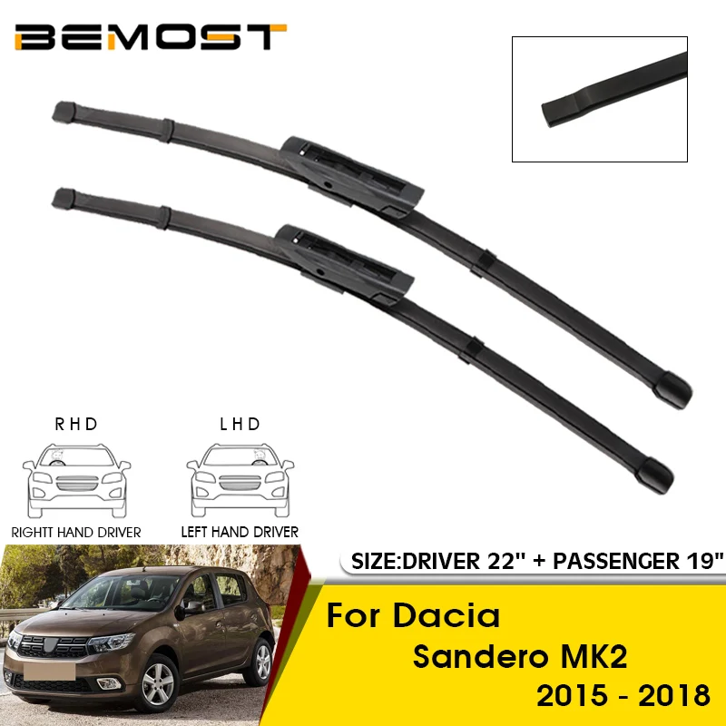 

Car Wiper Blades For Dacia Sandero MK2 2015-2018 Windshield Windscreen Front Window Blades 22"+19" Car Accessories