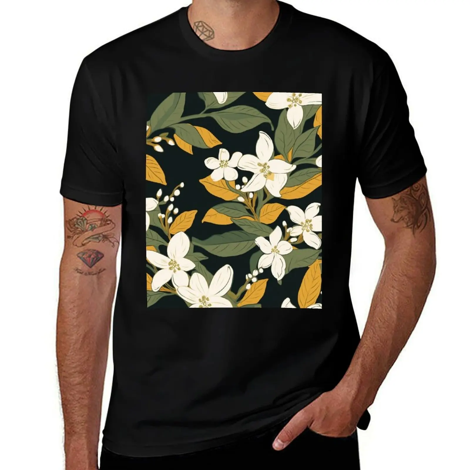 

Osmanthus flower seamless pattern T-Shirt boys animal print Aesthetic clothing designer shirts oversized t shirt men clothing