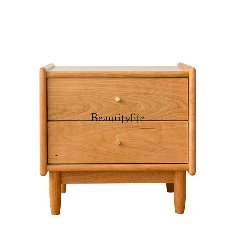 

LD6Nordic Solid Wood Bedside Table New Japanese Style Storage Modern Minimalist