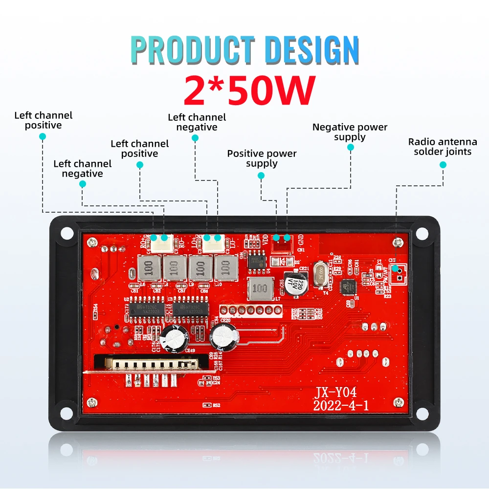 مكبر صوت 50 واط مزود بتقنية البلوتوث 5.0 12 فولت 100 واط لوحة فك تشفير MP3 تسجيل المكالمات 22 فولت لاسلكي موسيقى الصوت وحدة USB TF AUX راديو FM للسيارة