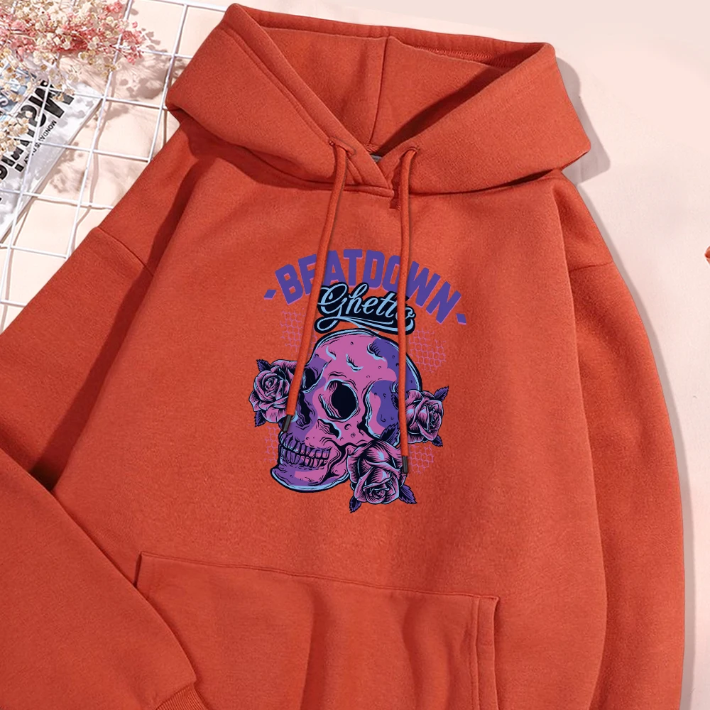 

Beatdown Letter Purple Skull Print Man Hoodie Autumn Fleece Hoodies Flexible Pullover Sports Shirt Fashion Loose Hoody Clothing