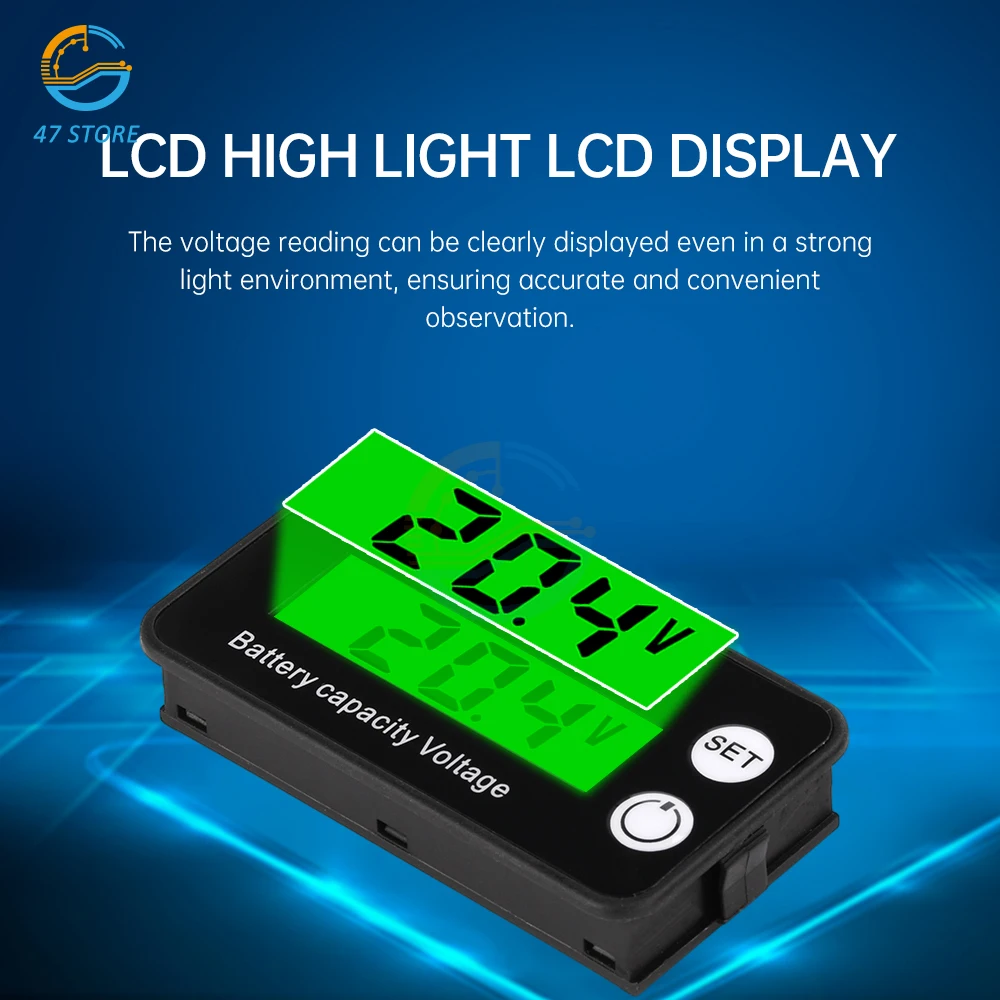 DC 8~100V LED Digital Voltmeter Voltage Meter Tester Acid Lead DC Battery Capacity Voltmeter Indicator Indicator Car Motorcycle