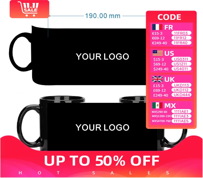 

Black Cup DIY LOGO Ceramic 350ML Mug Customize Print Your Photo Picture Pattern Personalized Gift for Tea Coffee Milk