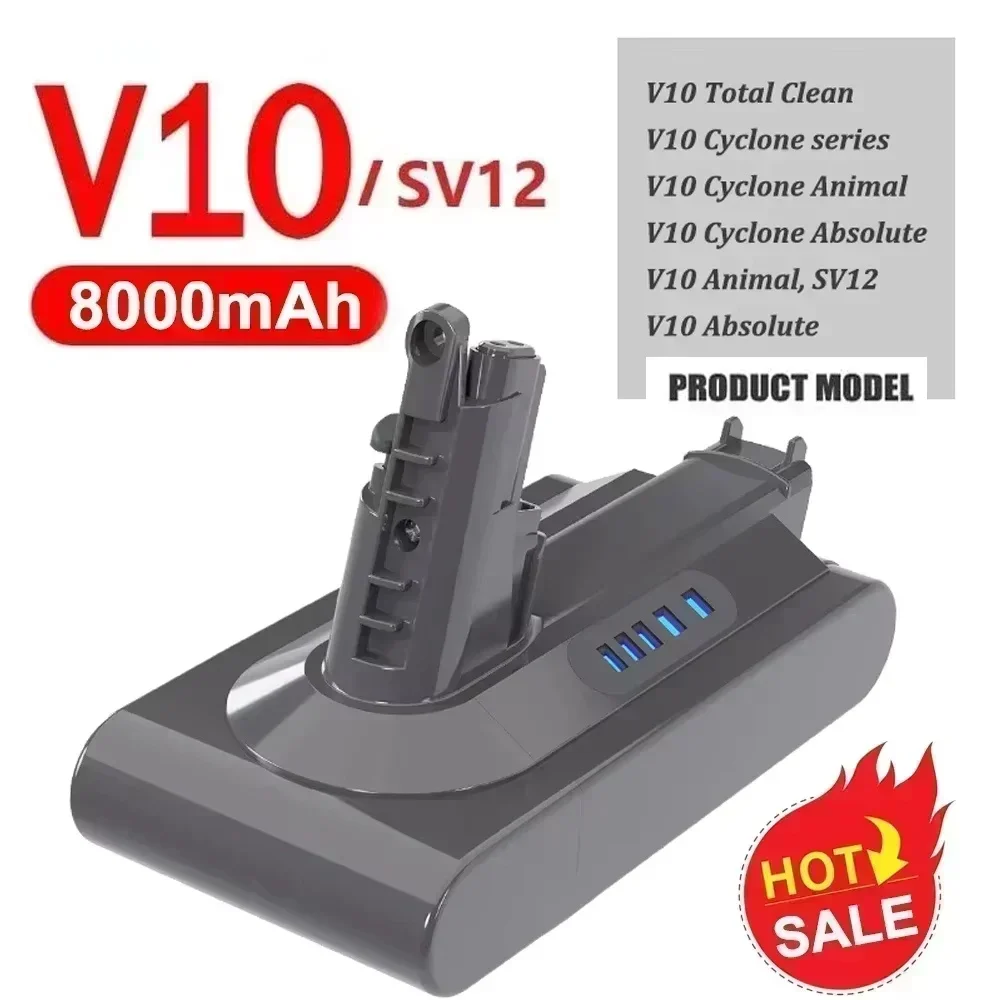 V10 Battery Replacement For Dyson 6000-8000mAh 25.2V V10 Battery Compatible with Dyson SV12 Animal V10 Absolute.