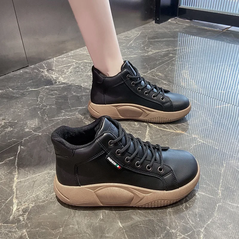 New Outdoor Casual Sneakers Women Autumn Winter Warm Fur Plush Ladies Lace Up Fashion Sneakers Platform Shoes Zapatillas Mujer