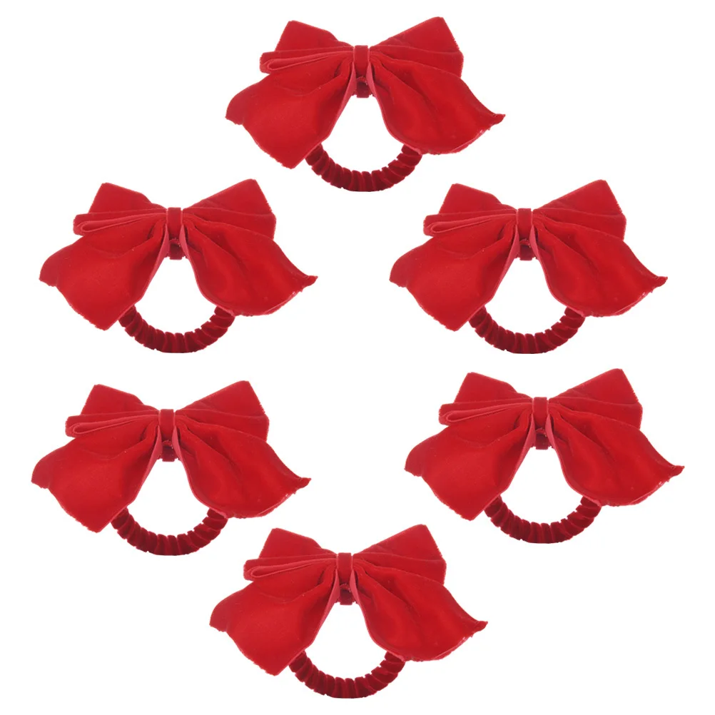 

6Pcs Decorative Bowknot Napkin Rings Lint Material Napkin Holders Dining Table Wedding Banquet Napkins Rings