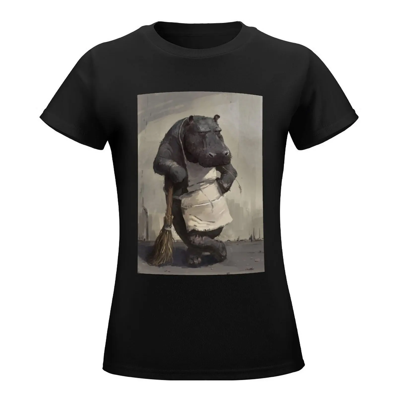 Hippo Art Painting T-Shirt kawaii clothes Blouse aesthetic clothes workout shirts for Women