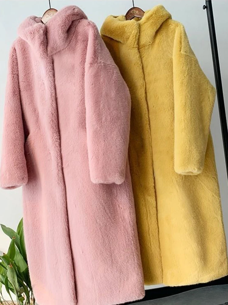 2024 New Winter Hooded Women Faux Fur Coat Ladies Thick Warm Long Fur Jacket Soft Tedy Female Loose Faux Fur Coats Outwear Parka