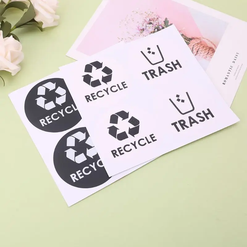 A9LB Recycle Trash Symbol Vinyl Lettering Decals Sticker For Trash Cans Garbage Conta