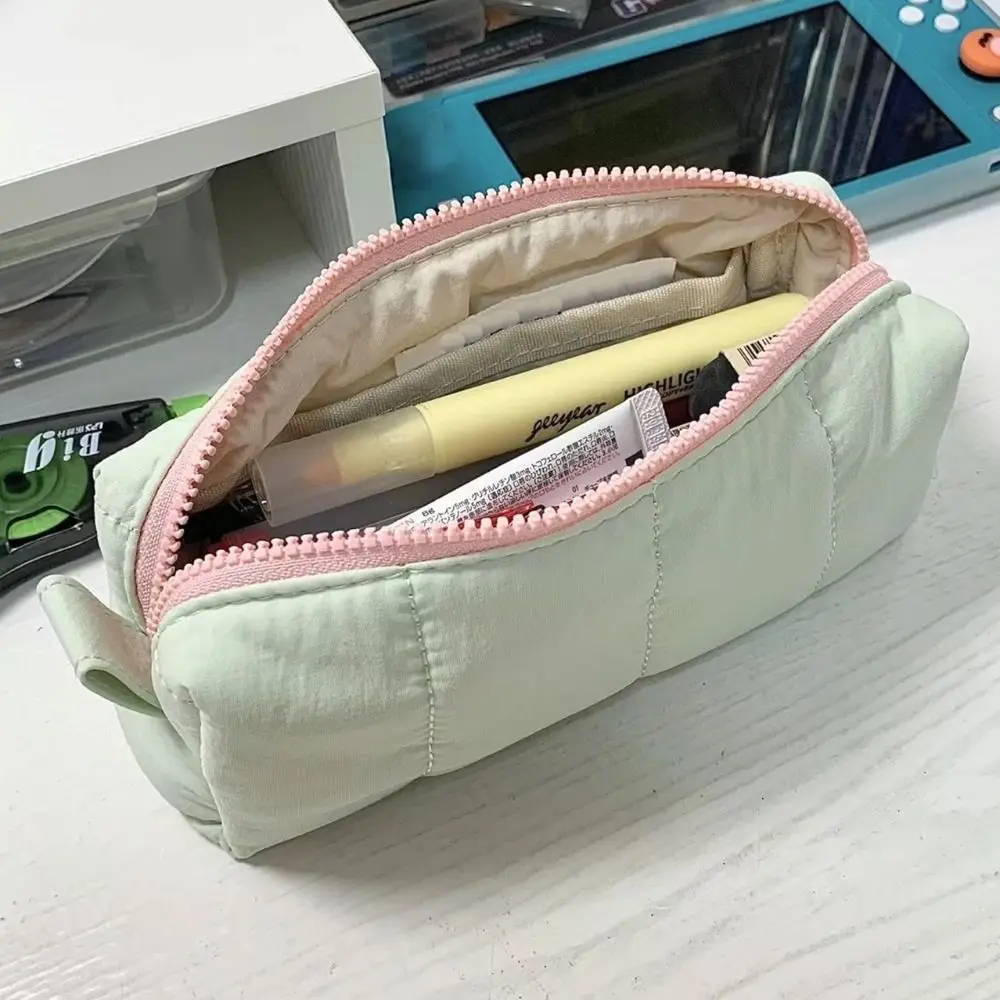 Astuccio portatile in poliestere verde latte Astuccio per matite di grande capacità Organizzatore di cancelleria Forniture per ufficio