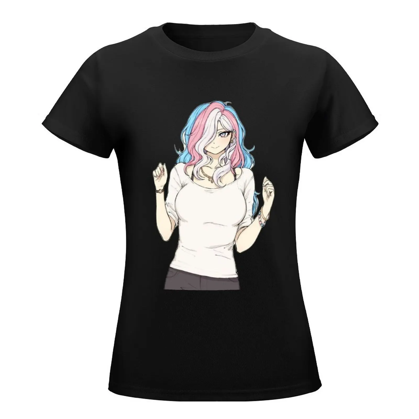 Transgender Girl Pride Anime Character T-Shirt tops blacks customs workout shirts for Women