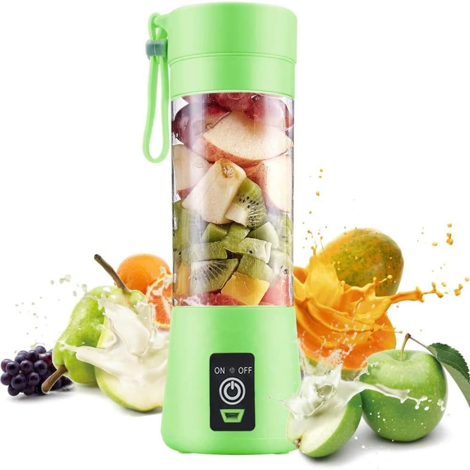 Portable, Personal Mixer Rechargeable with USB, Mini Blender for Smoothie, Fruit Juice, Milk Shakes, 380ml, Six 3D Blades for, 9