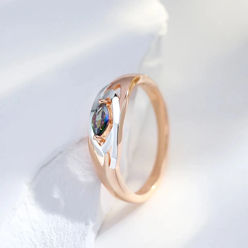 Wbmqda Luxury Colorful Stone Earrings Ring Sets For Women 585 Rose Gold Silver Mixed Trendy Natural Zircon Jewelry Accessories image 4