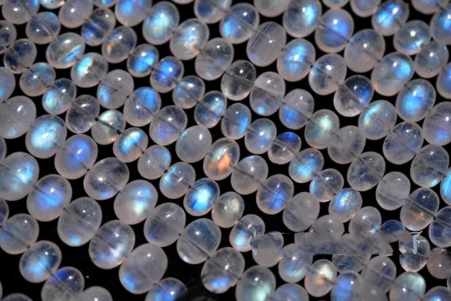 5A Moon stone roundelle smooth 6.5-7.5mm 43cm  loose beads DIY jewelry nature blue shine