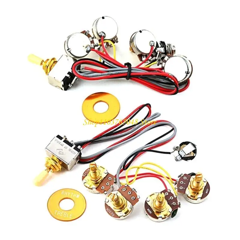 R53E 2 Volumes 2 Tones Prewired 3 Way Toggle Switch 250K Pots and for Guitar